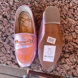 New Sam Edelman metallic purple loafers for girls with silver buckle. Size 13